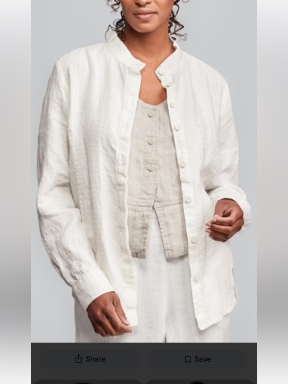 Chicos Linen Lightweight Neutral Linen Button Jacket Sz 1